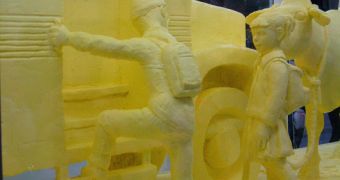 One of the amazing butter sculptures, unveiled during the Pennsylvania Farm Show, waiting to be converted into green energy