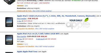 Alleged screenshot shows iPad 2 availability at Amazon Germany