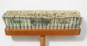 Mark Wagner's broom made of dollar bills