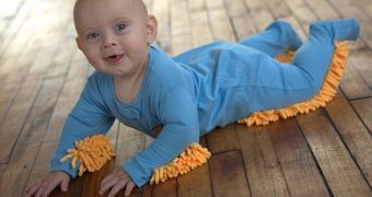 This suit allows toddlers to clean the house while they crawl on presumably dirty floors