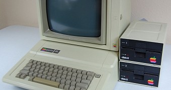 Apple II with floppy disk drives