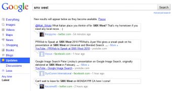 The updated Google redesign with location and 'chevrons'