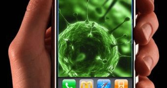 Image depicting an iPhone virus attack