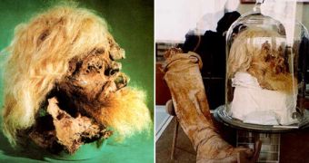The head and the leg of a salt mummy found in 2004
