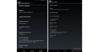 Samsung Galaxy Nexus "About phone" (screenshot)