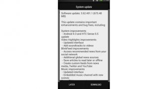 HTC One system update (screenshot)