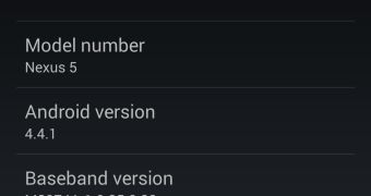 Nexus 5 "About phone" (screenshot)
