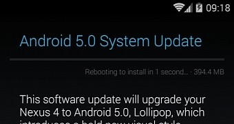 Android 5.0 Lollipop OTA update for Nexus 4