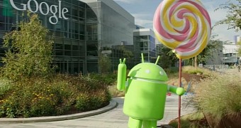 The Android Lollipop statue in front of Google headquarters
