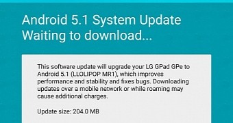 LG G Pad 8.3 GPe getting system update