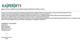 Fake email distributing SandroRAT posing as Kaspersky Mobile Security