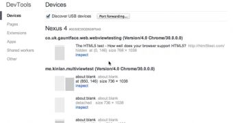 WebView apps can be inspected in Chrome now