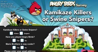 Angry Birds survey page