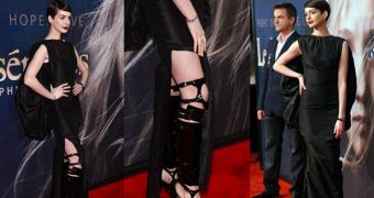Anne Hathaway wears eco-friendly bondage boots at "Les Miserables" premiere