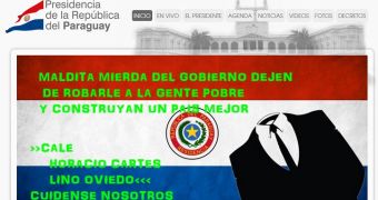 Site of the Presidency of Paraguay defaced by Anonymous