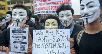 There's a bit of controversy surrounding the V for Vendetta masks worn by Anonymous members