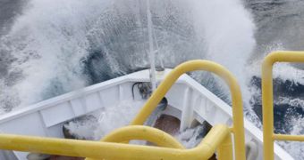 The JOIDES Resolution scientific vessel encountered rough seas on its trip to Antarctica