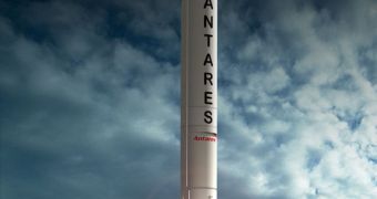 A rendition of the OSC Antares rocket taking off from Wallops