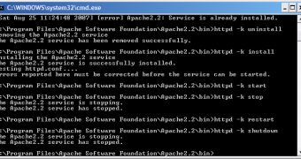 Command Prompt commands for Apache
