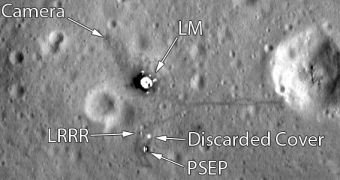 This is the Apollo 11 landing site, as imaged by LRO's NAC instrument