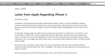 'Letter from Apple Regarding iPhone 4' - screenshot