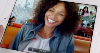 Actress acting out FaceTime in iPad commercial