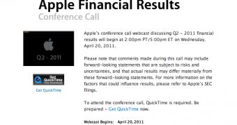 Apple Q2 2011 earnings call announcement