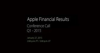 Apple Announces FY 15 First Quarter Results Conference Call