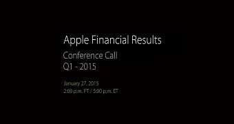 Apple Announces Livestream for Disclosing Q1 2015 Earnings