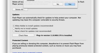 Adobe Flash Player update prompt