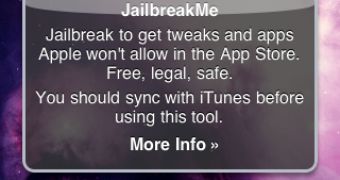 JailbreakMe user interface