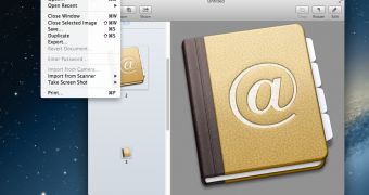 A screenshot taken in OS X 10.8 Mountain Lion Developer Preview 1 ("Save As" missing)