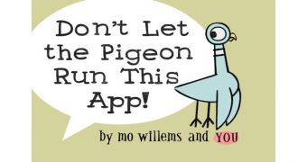 "Don't Let the Pigeon Run This App!" welcome screen