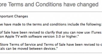 A screenshot of the iTunes Store Terms and Conditions page