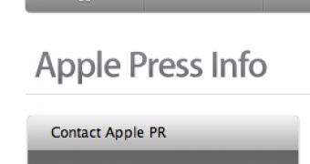 Screenshot of Apple's PR web site
