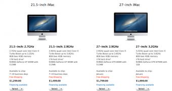 iMac listings on Apple Store