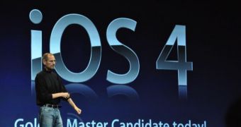 Steve Jobs (Apple CEO) introduces iOS 4 at the company's WWDC10 event on June 7