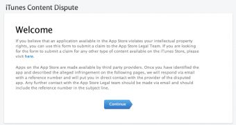 iTunes Content Dispute portal (screenshot)