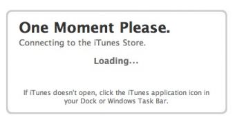 Connecting to the iTunes App Store message (screenshot)