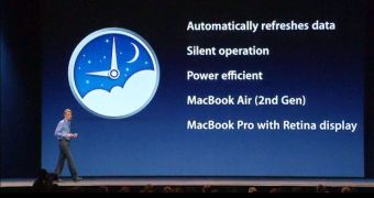 Apple's Craig Federighi demoing Power Nap on stage