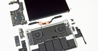 Torn-down MacBook Pro with Retina display