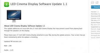 LED Cinema Display Software Update 1.1 on Apple Support Downloads