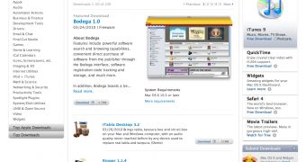 A screenshot of Apple's Mac OS X Downloads page (main)