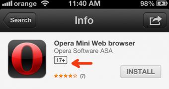 Opera Mini web browser in Apple's App Store