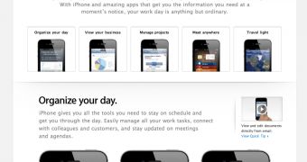 A screenshot of Apple's new business section for iPhone