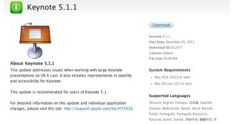 Apple posts Keynote 5.1.1 standalone download