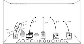 Graphics from Apple's "Multi-Dimensional Application Environment" patent