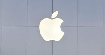 Apple logo on store wall