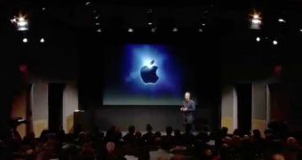 Tim Cook delivering yesterday's Apple Keynote