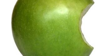 Green apple bitten